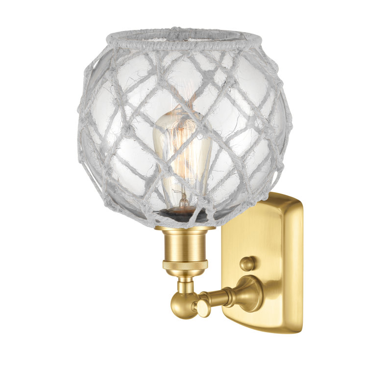 Applique murale articulée à 1 lumière Larocque, Ampoule DEL 6 watts Vinage, Transparent avec cordon blanc, Or satiné