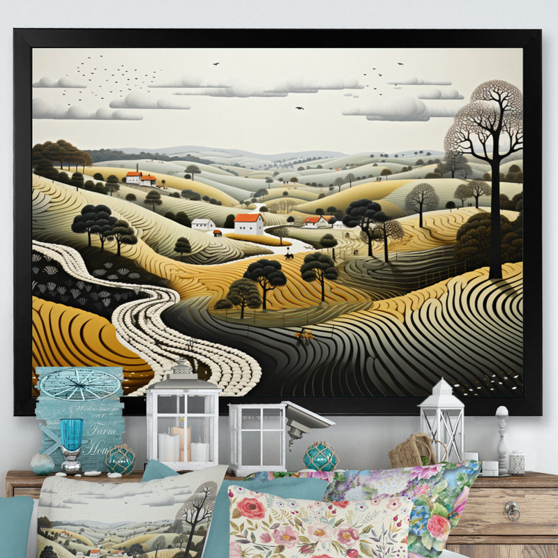 Farm Farm - Impression sur toile, H 16 po x l 32 po x P 1 po, Cadre photo noir