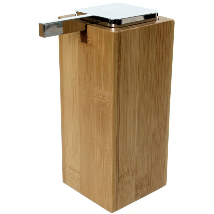Bamboo and Chrome Contemporary Soap Dispenser