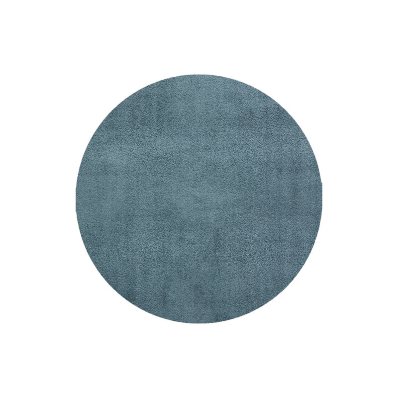Tapis bleu uni en polyester tissé à la machine Druscilla, Rond 5 pi 3 po