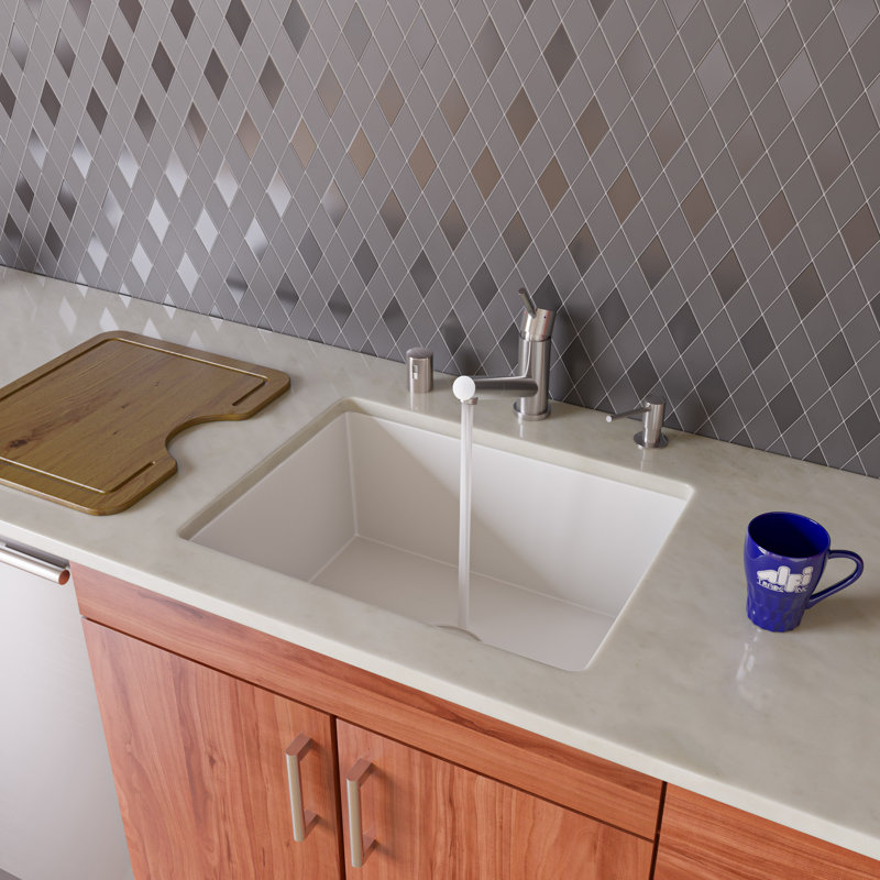 23.63'' L Single Bowl Granite Kitchen Sink, White