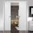 French Double Pocket Doors 60 x 84 with Frames Quadro 4111 White Silk Kit Trims Rail Hardware Solid Wood Interior Pantry Kitchen Bedroom Sliding Closet Sturdy Door-50039018-50049319