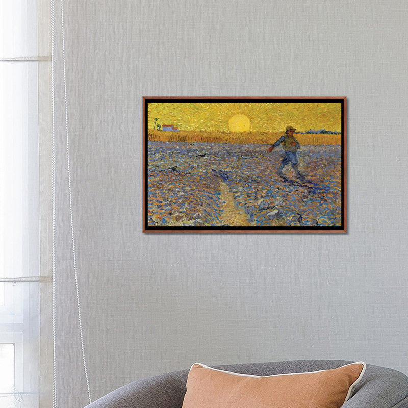 The Sower, C.1888 - reproduction d'art murale encadrée, H 18 po x l 26 po, Reproduction encadrée sans passe-partout, Brun