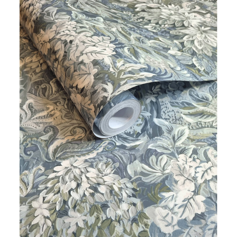 Papier peint floral Floral Foliage, Bleu