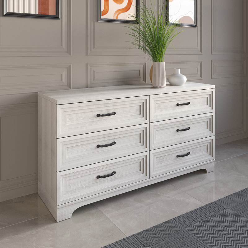 Commode à 6 tiroirs, Gris clair