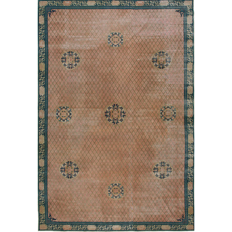 Antique Chinese Room Size Wool Rose Rug