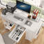 Bureau d'ordinateur 47 po avec prise de courant, bureau d'écriture, bureau à domicile, coiffeuse avec 7 tiroirs en tissu, grande poche latérale