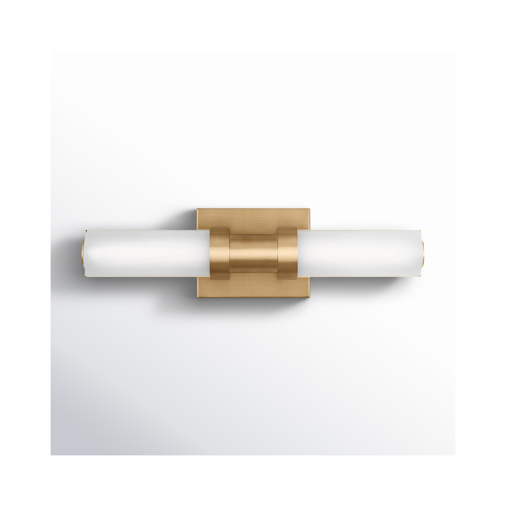 Kelan Single Frosted Dimmable LED Vanity Light, Satin Brass, 18"H x 4.75"W x 4.5"D, 15W