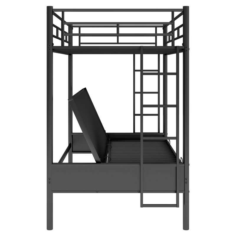 Twin Over Full Metal Bunk Bed, Multi-Function,Black