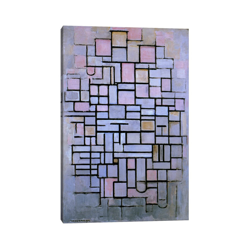 Composition 6 1914 by Piet Mondrian - Painting on Canvas, 20.32 cm H x 30.48 cm W, No Frame