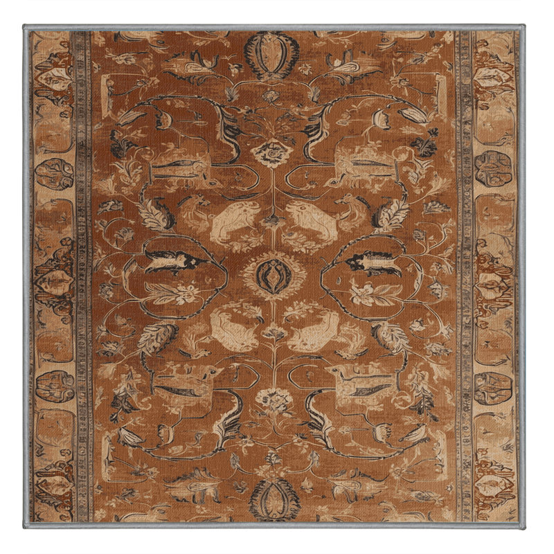 Tapis brun lavable à la machine, Carré 5 pi