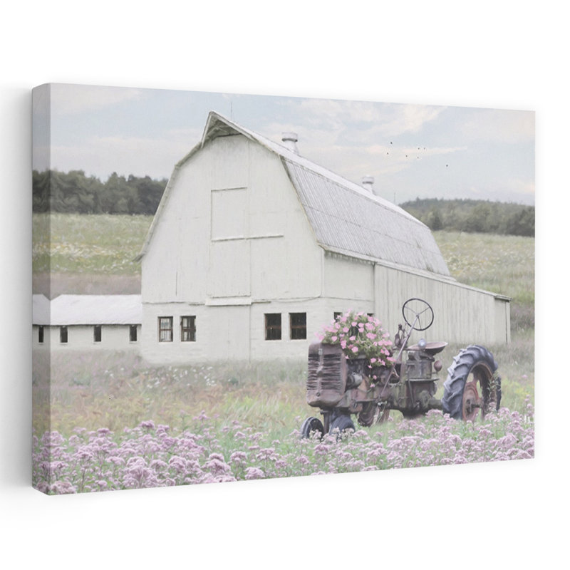 Champ de fleurs ferme abstraite, art contemporain de l'architecture florale, H 24 po x l 36 po