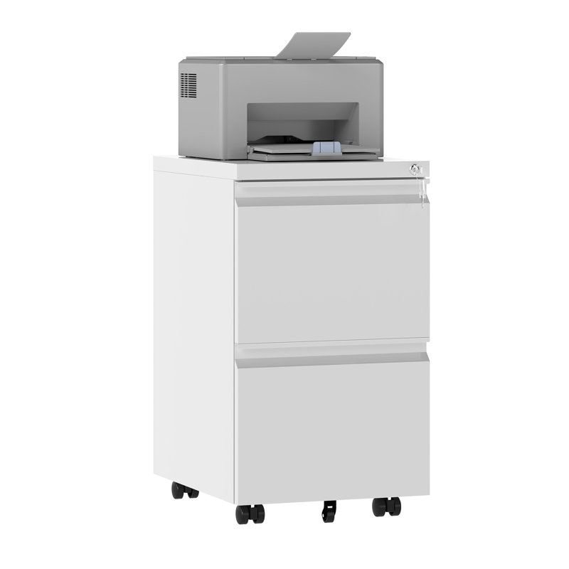 39cm Wide 2 -Drawer Mobile Steel File Cabinet, White