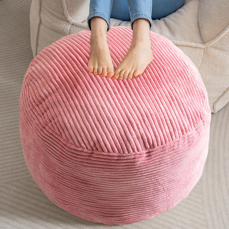 Pouf rond rembourré, Rose