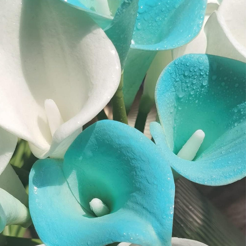 12Pcs Peacock Blue Artificial Calla Lily Flowers