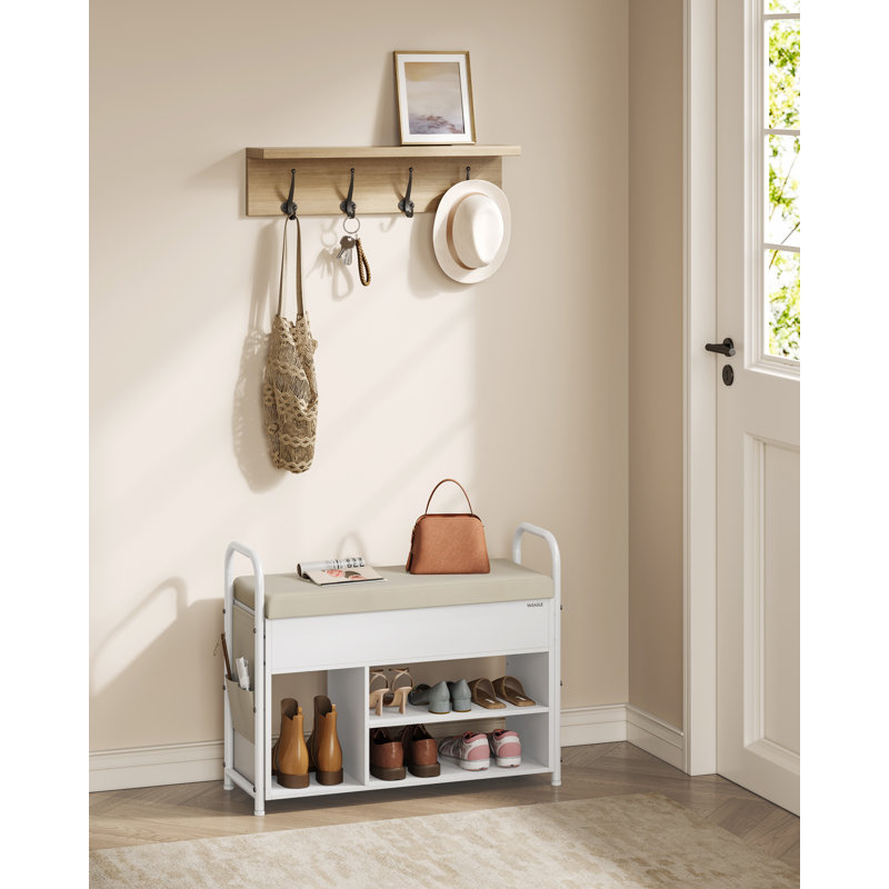 6 Pair Shoe Storage Bench, Cloud White