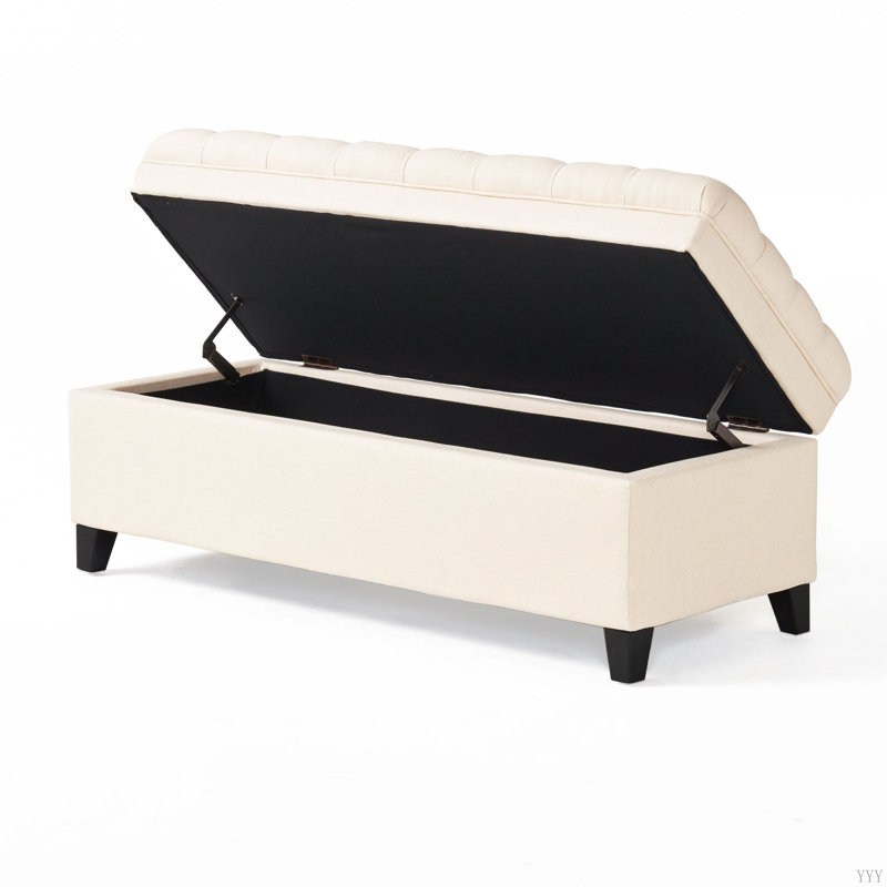 Twania Polyester Upholstered Storage Bench, Beige