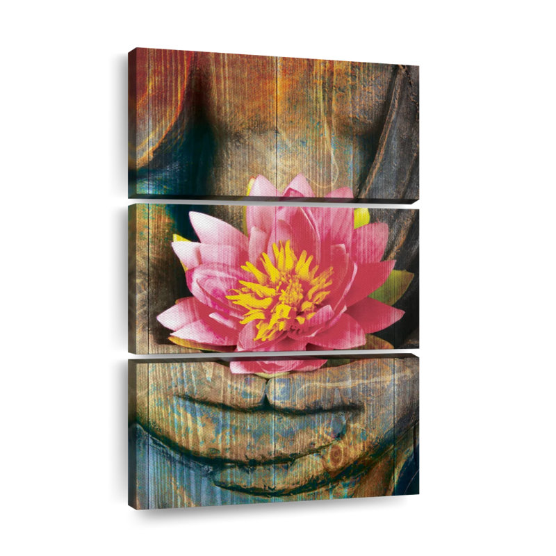 " Lotus Buddha Hand " by NirvanaDesigns 3 - Pieces, 45" H x 28" W x 1.25" D