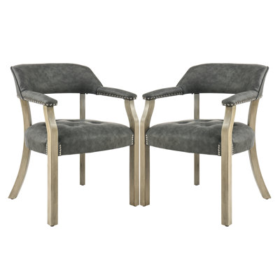 Chaise de salle à manger à accoudoirs capitonnés gris foncé LUMera Collection