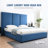 Morghen Upholstered platform bed with extra high headboard and 2 extra large capacity drawers