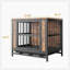 Table pour chien rustique en bois avec 2 portes coulissantes, structure en fer épais et plateau coulissant pour petits chiens, idéale pour l'intérieur et la décoration intérieure