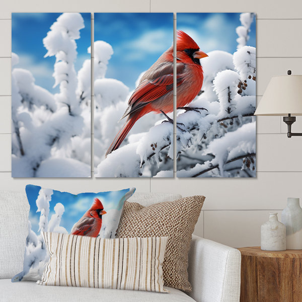 DesignArt Canada Red Cardinal Bird Winter Wonderland II - Animals Metal ...