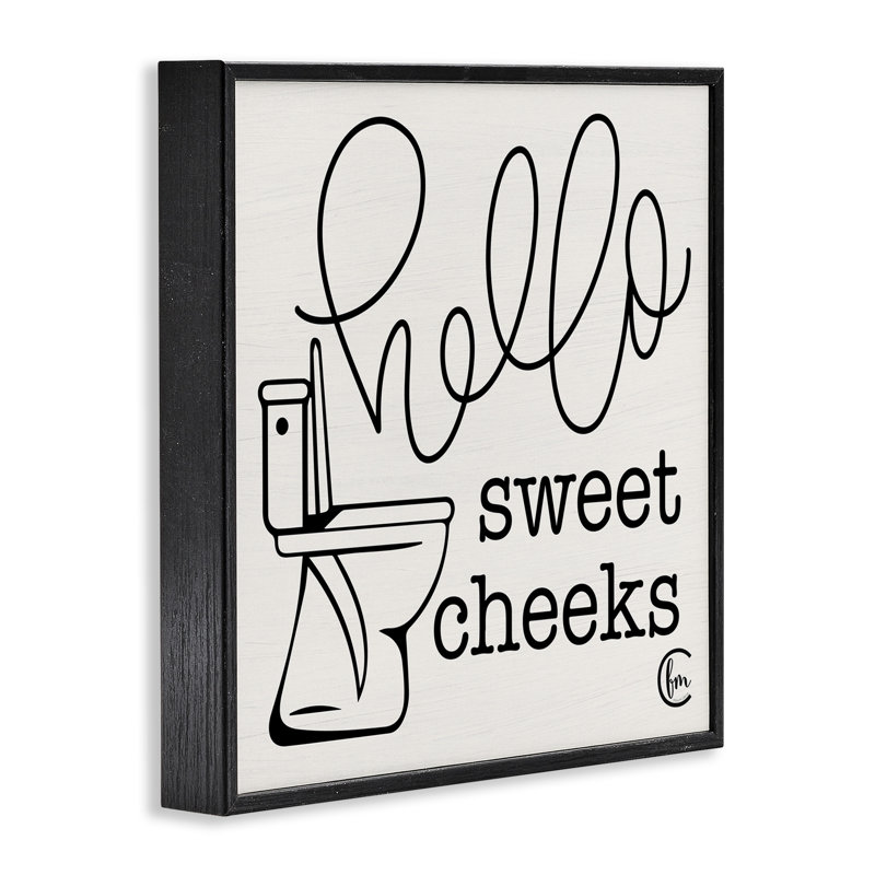 Toilette Hello Sweet Cheek's Black and White Curly Script Cursive par Penny Lane Edition - Art textuel sur toile
