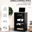 5 tablettes multimédia. Noir vieilli, portes en verre trempé, tablettes réglables. Peut accueillir un lecteur, un récepteur, une console de jeu, un ordinateur portable et des livres. Keeps Cables In Check Stand - Armoire noire avec tablettes