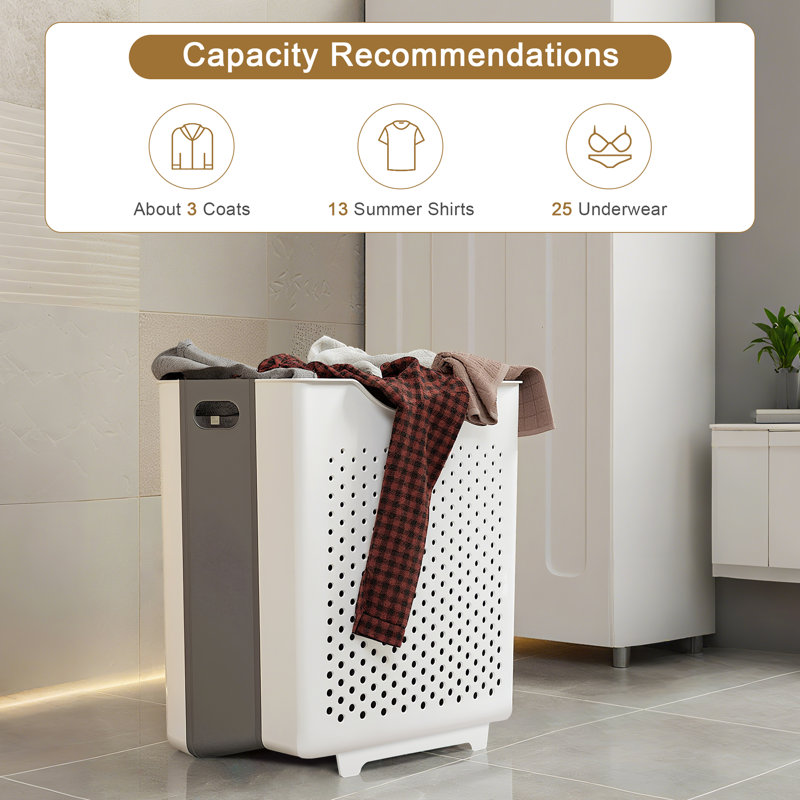 Ensemble de 2 paniers à linge pliables, panier à linge suspendu - Conception ventilée et peu encombrante, convient aux salles de bain, aux chambres à coucher, aux dortoirs, aux salles de lavage, avec un sac à linge gratuit