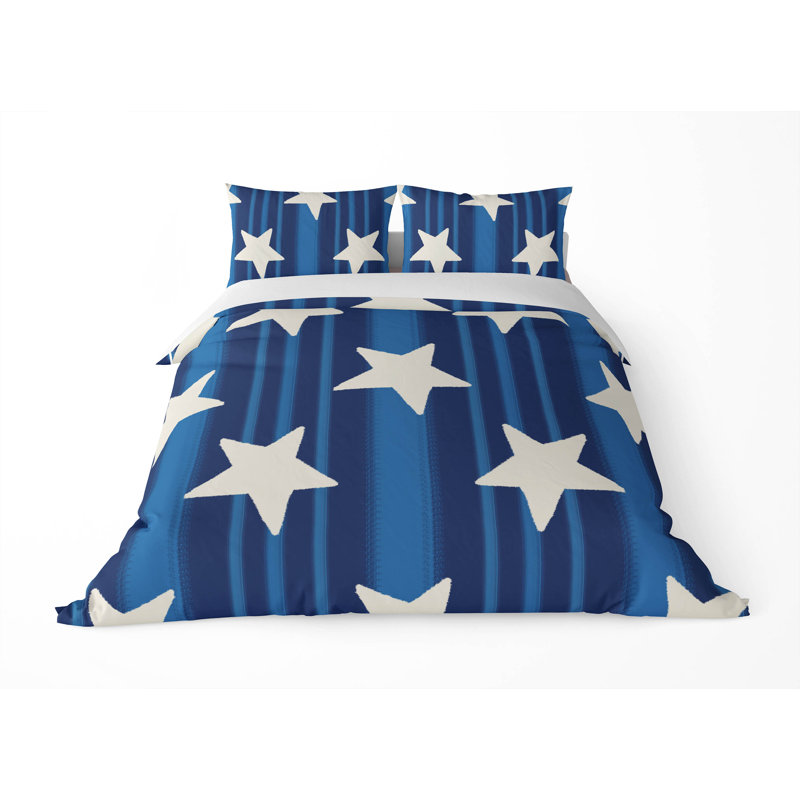 Ensemble d'édredon léger Stars & Stripes, Bleu marine/blanc, Édredon grand + 2 taies d'oreiller standard