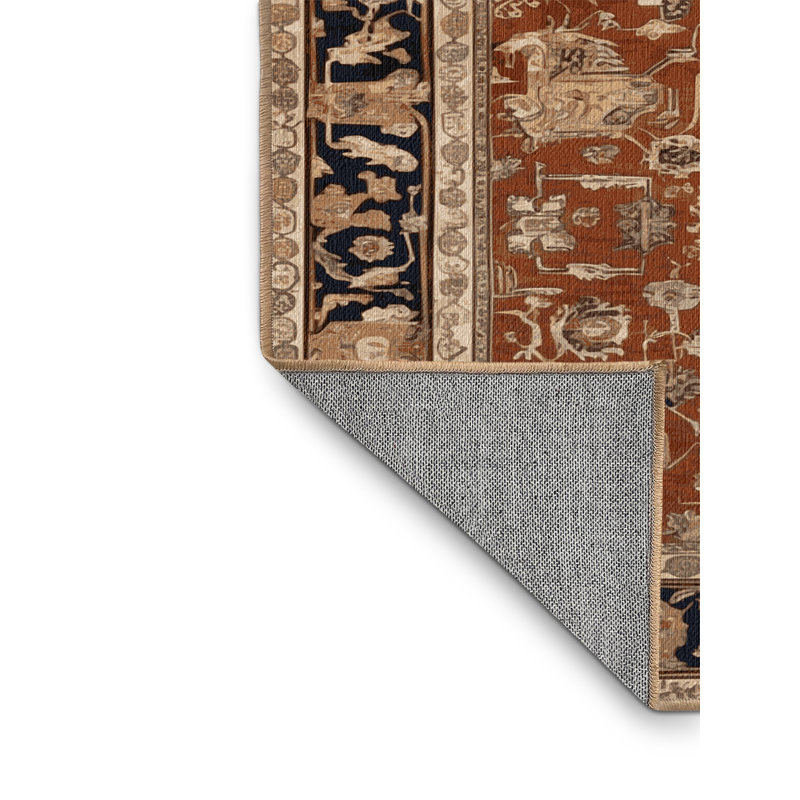 Tapis brun lavable à la machine, Rond 6 pi