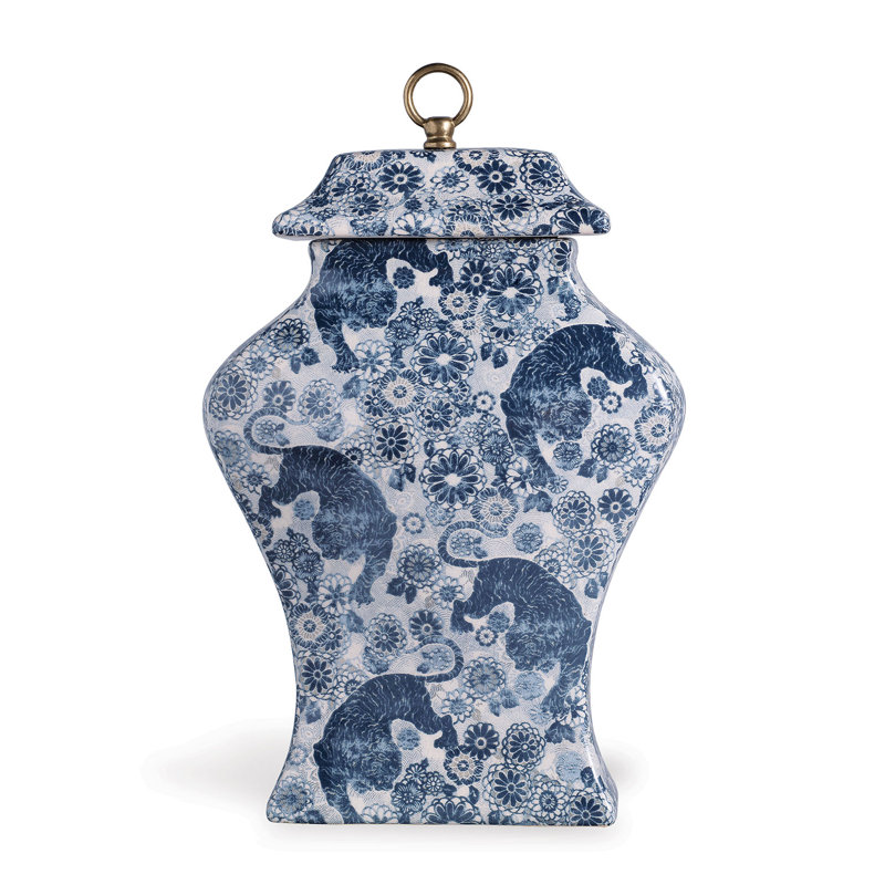 Scalamandre Blue 20" Porcelain Jar