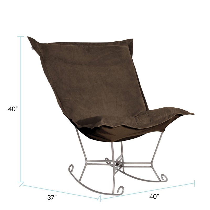 Azaria Metal Rocking Chair, Titanium, Bella Chocolate Performance Velvet