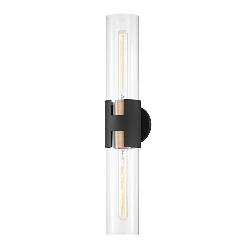 Amado 2 Light Wall Sconce, Patina Brass/Texture Black