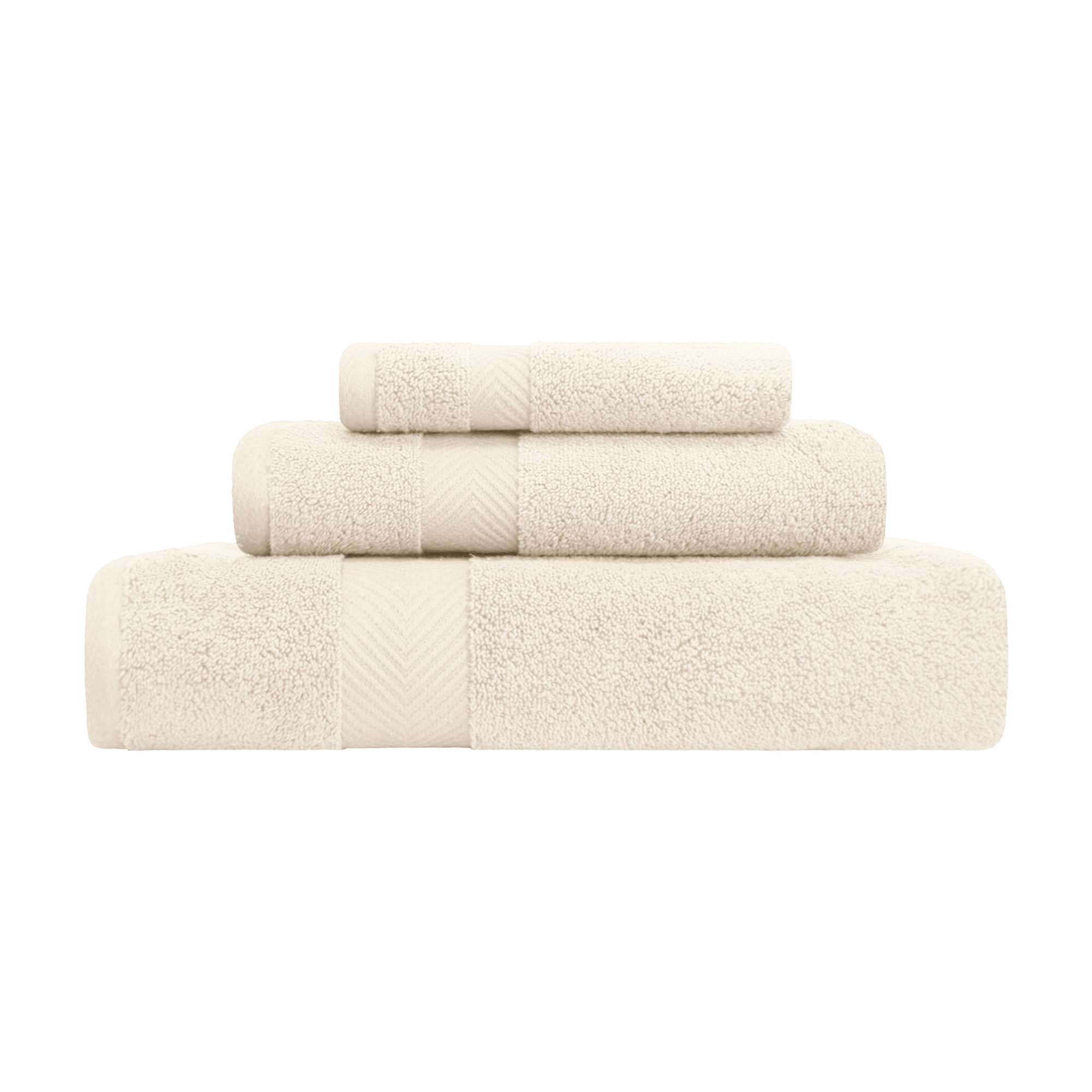 Hamachi Zero-Twist 3 Piece 100% Cotton Towel Set, Ivory