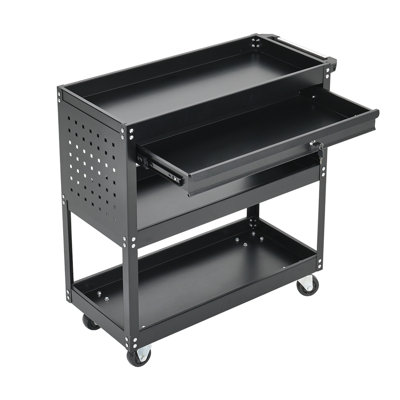 Livingandhome 3-Tier Rolling Tool Cart with Lockable Drawer