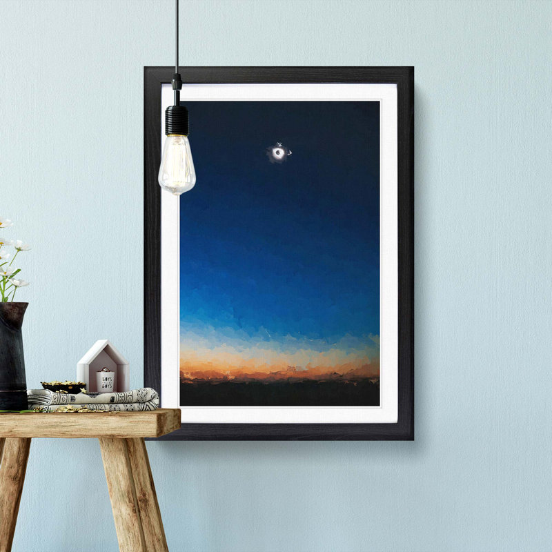 Total Eclipse of the Sun in Abstract - Picture Frame Graphic Art Print, 50cm H x 35cm W x 2cm D, Black