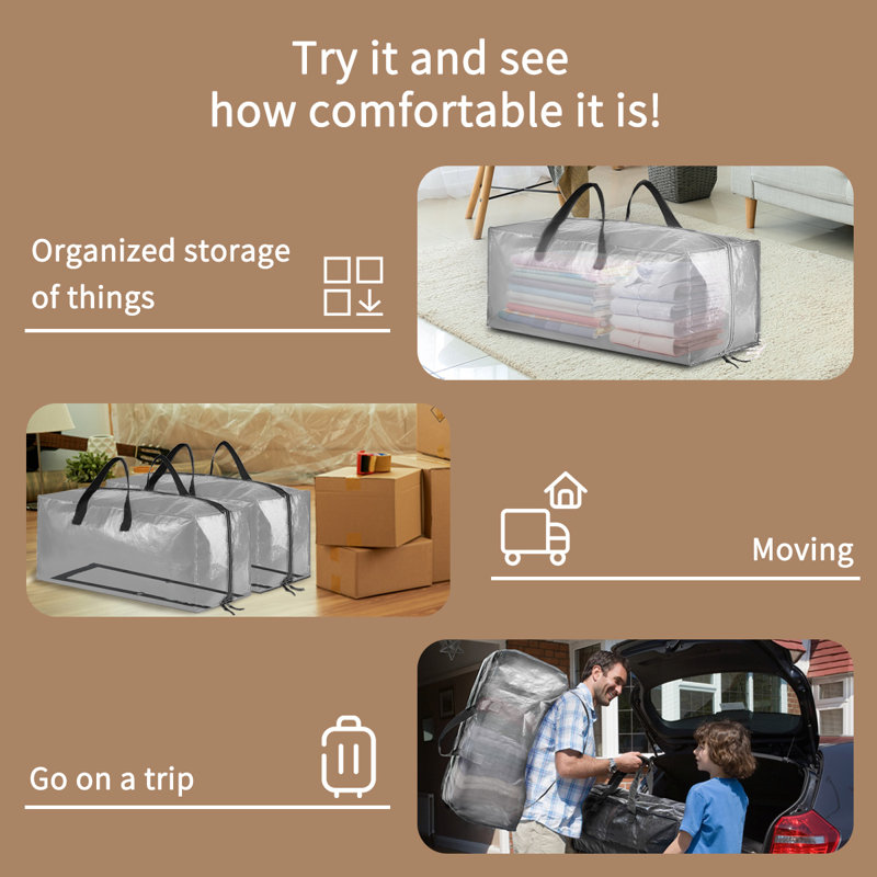 8-Pack Heavy Duty Moving Bags, Large Storage Totes with Backpack Straps, Reinforced Handles and Zippers, Ideal for Moving Supplies, Packing and College Dorm Essentials