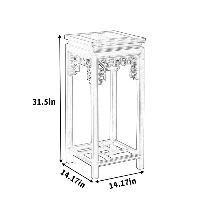 Solid wood plant support carved smooth and stable