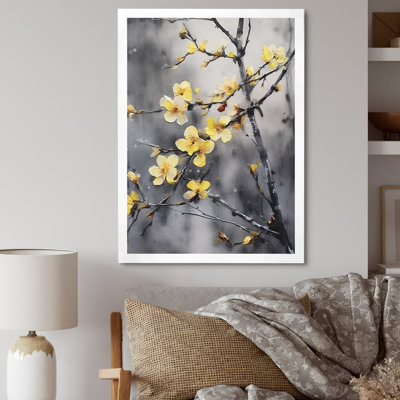 «Yellow and Gray Cherry Blossoms Tree I», reproduction d'art sur toile Cherry Blossom