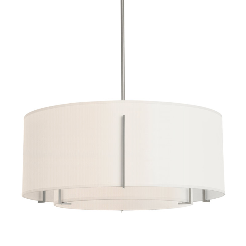 Exos 3 - Light Unique/Statement Drum Chandelier, Natural Anna, Vintage Platinum, 9.7" H x 23" W x 23" D