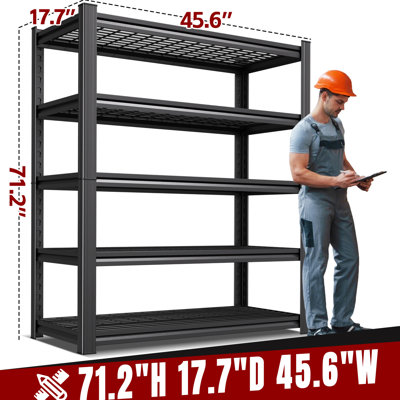 Industrial-Grade Steel Shelf for Garage, Kitchen, Warehouse – 5-Layer Mesh Design, Non-Slip Base, Quick Setup
