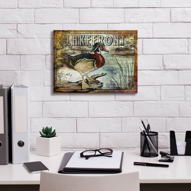 «Duck Sign II» par Paul Brent, art mural sur toile, H 12 po x l 16 po x P 0,75 po
