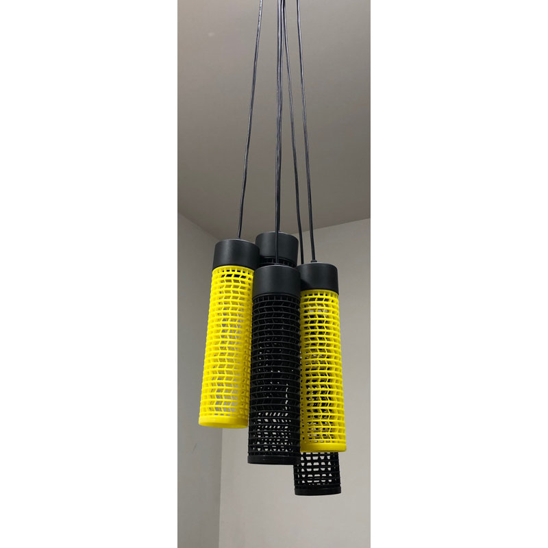 5 - Light Cluster Pendant, Yellow/Black, Black