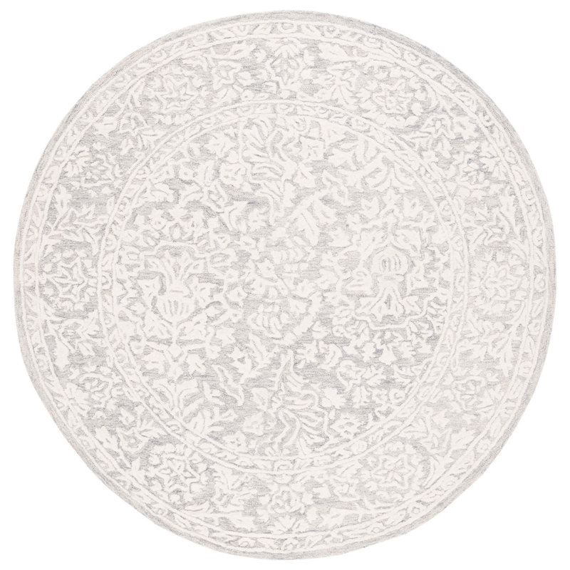 Tapis oriental en laine et coton touffeté à la main Edward-Matthew, Rond 6 pi