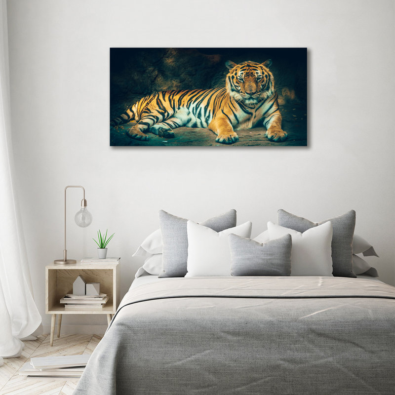A Tiger In A Cave - No Frame Print on Glass, Canvas, 70cm H  x 140cm W x 2cm D