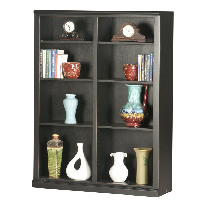 Coastal Double large Bibliothèque standard, 60" H x 45" L x 13.75" D, Verre, Or européen