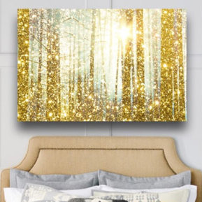 'magical forest' imprimé art graphique encadré sur toile en or