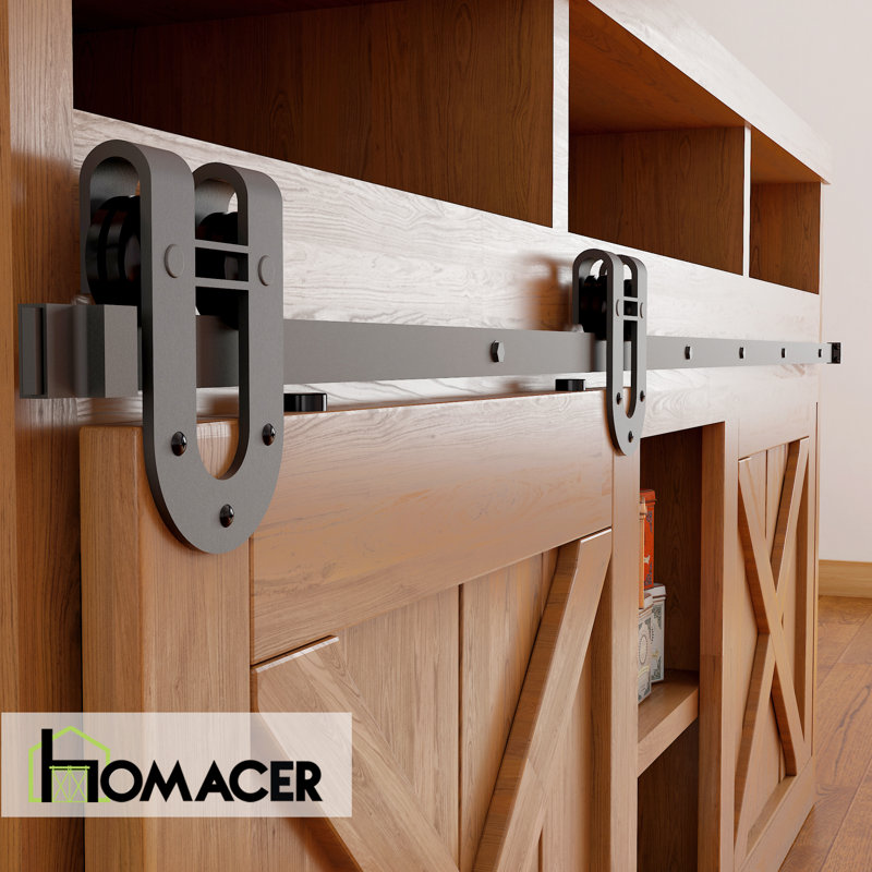 Black Steel Mini Sliding Barn Door Hardware Kit