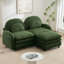 Canapé-causeuse, dossier incurvé et accoudoirs avec coussins lombaires incurvés, canapé modulaire 2 places avec repose-pieds mobile et coussin de soutien à deux couches-164008750-164008725
